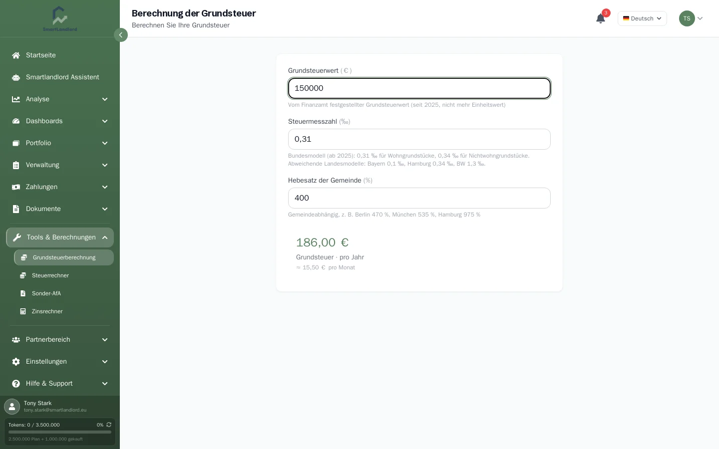 Rechner Grundsteuerberechnung mit Ergebnis